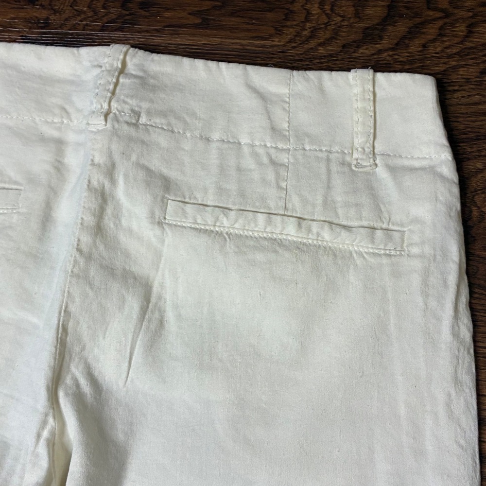 Theory Wide Leg Trousers Women 00 White Low Rise Textured Pants - Picture 6 of 7